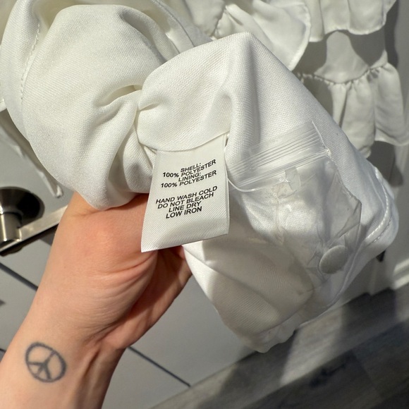 Lulu's White Ruffle Wrap Dress - Picture 7 of 7